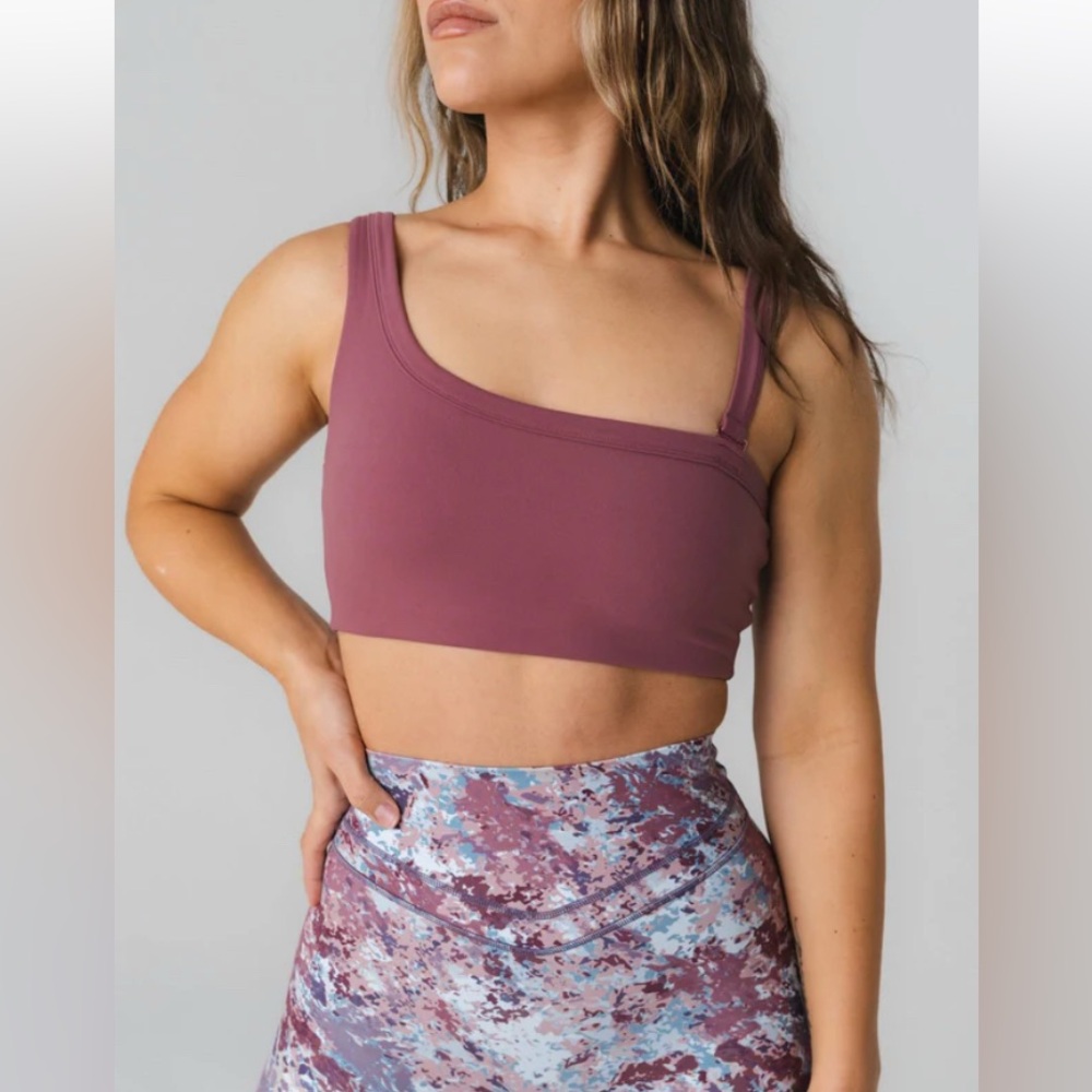 Women’s One-Shoulder Crop Bralette in Mauve